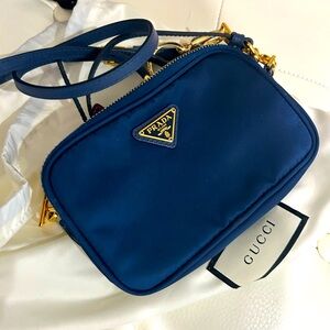 PRADA Navy Blue Nylon Tessuto Shoulder Bag or handbag